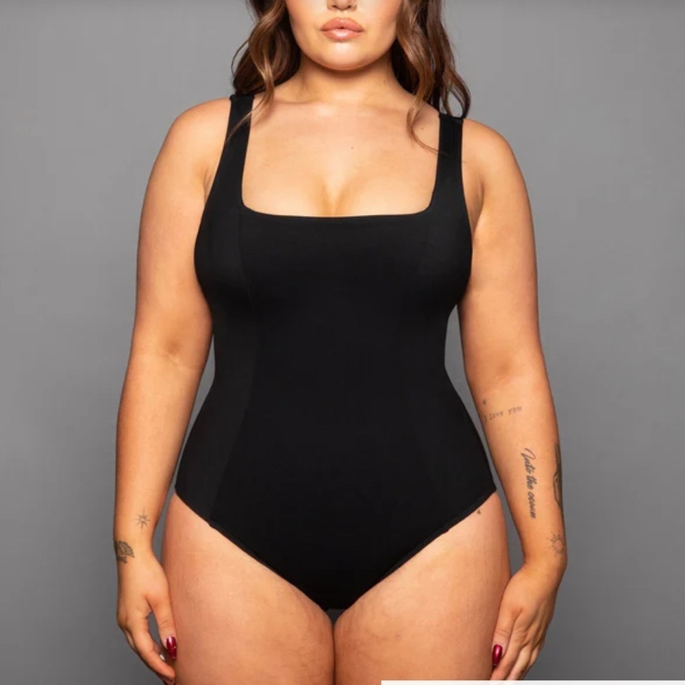 Tae Swimwear Women’s Black Swimsuit Lace Up Back Bathing Suit Plus Size 2X